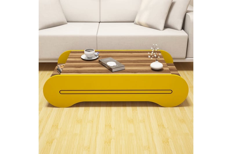 Soffbord Amtorp 120 cm med Förvaring Hylla - Brun/Gul - Möbler - Bord & matgrupp - Soffbord