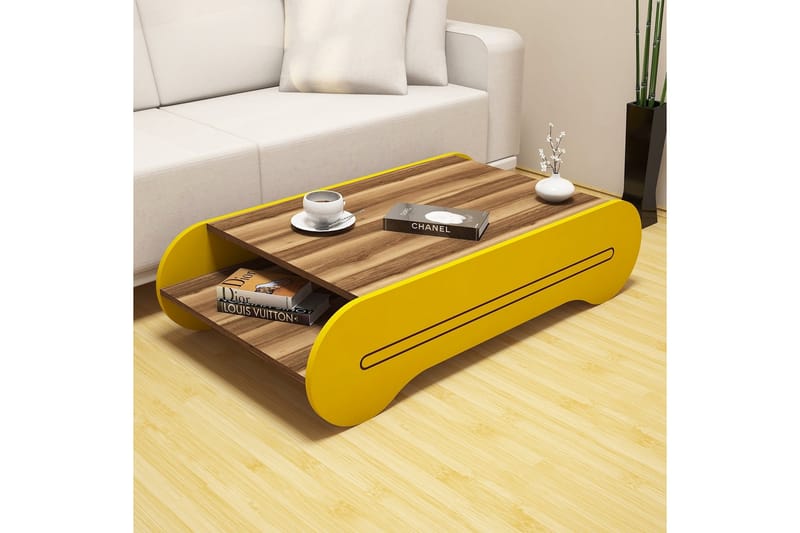 Soffbord Amtorp 120 cm med Förvaring Hylla - Brun/Gul - Möbler - Bord & matgrupp - Soffbord