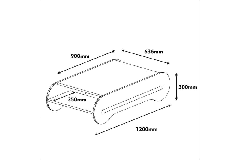 Soffbord Amtorp 120 cm med Förvaring Hylla - Brun/Krämvit - Soffbord