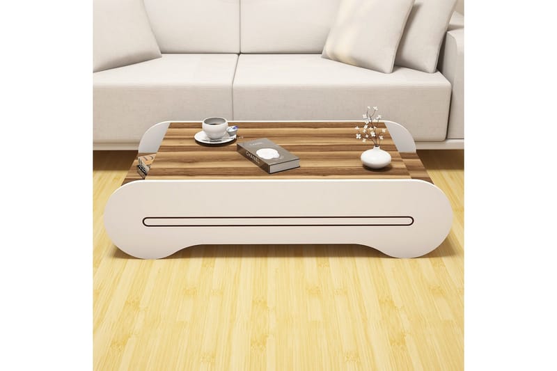 Soffbord Amtorp 120 cm med Förvaring Hylla - Brun/Vit - Möbler - Bord & matgrupp - Soffbord