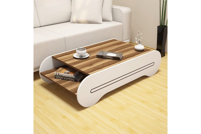 Soffbord Amtorp 120 cm med Förvaring Hylla - Brun/Vit - Möbler - Bord & matgrupp - Soffbord