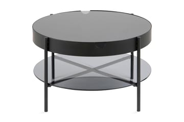 Soffbord Anabel 75 cm Runt med Förvaring Hylla - Rökfärgad Glas/Svart - Möbler - Bord & matgrupp - Soffbord