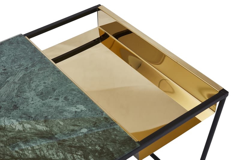 Soffbord Androsa 110 cm Marmormönster - Svart/Mässing - Marmorbord - Soffbord