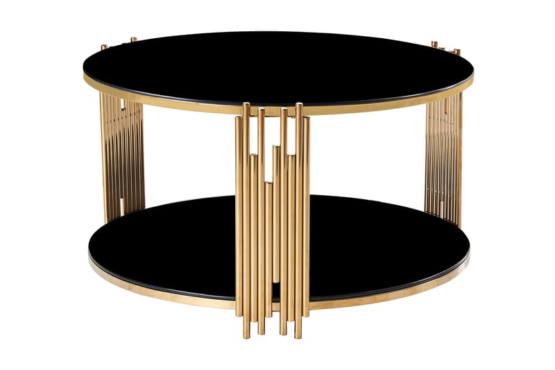 Soffbord Anglesola 90 cm Runt med Förvaring Hylla - Soffbord
