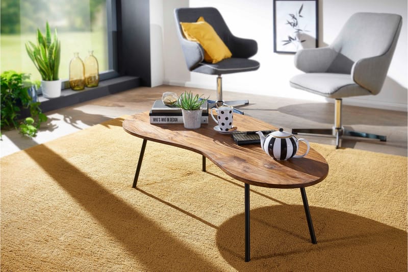 Soffbord Arby 122 cm Njurformat - Massivt Trä/Svart - Möbler - Bord & matgrupp - Soffbord