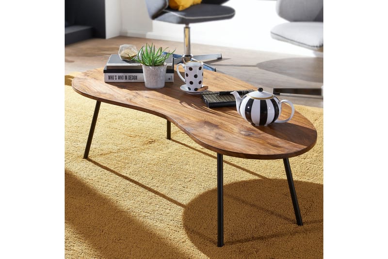 Soffbord Arby 122 cm Njurformat - Massivt Trä/Svart - Möbler - Bord & matgrupp - Soffbord