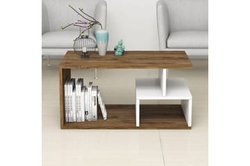 Soffbord Arteide 90 cm med Förvaring Hyllor - Mörkbrun/Natur/Vit - Möbler - Bord & matgrupp - Soffbord