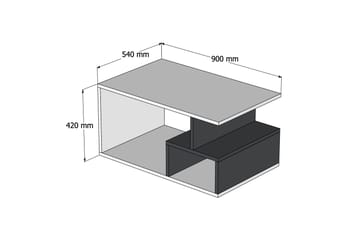 Soffbord Arteide 90 cm med Förvaring Hyllor  Marmormönster - Mörkbrun/Natur/Svart - Möbler - Bord & matgrupp - Soffbord