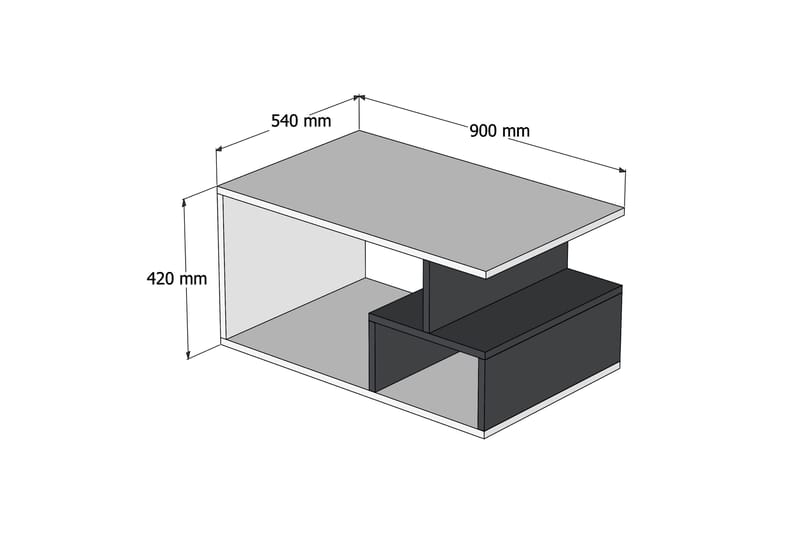 Soffbord Arteide 90 cm med Förvaring Hyllor  Marmormönster - Mörkbrun/Natur/Svart - Möbler - Bord & matgrupp - Soffbord