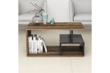 Soffbord Arteide 90 cm med Förvaring Hyllor  Marmormönster - Mörkbrun/Natur/Svart - Möbler - Bord & matgrupp - Soffbord