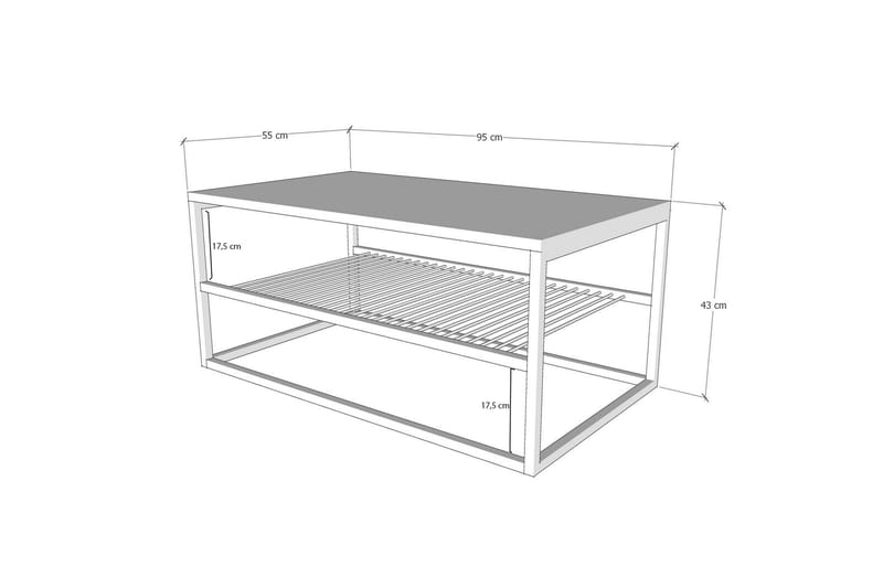 Soffbord Asude 95 cm Marmormönster med Förvaring Hylla - Svart - Marmorbord - Soffbord