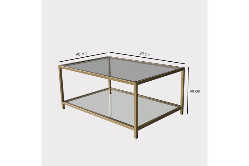 Soffbord Atolye 90 cm - Guld/Glas - Soffbord