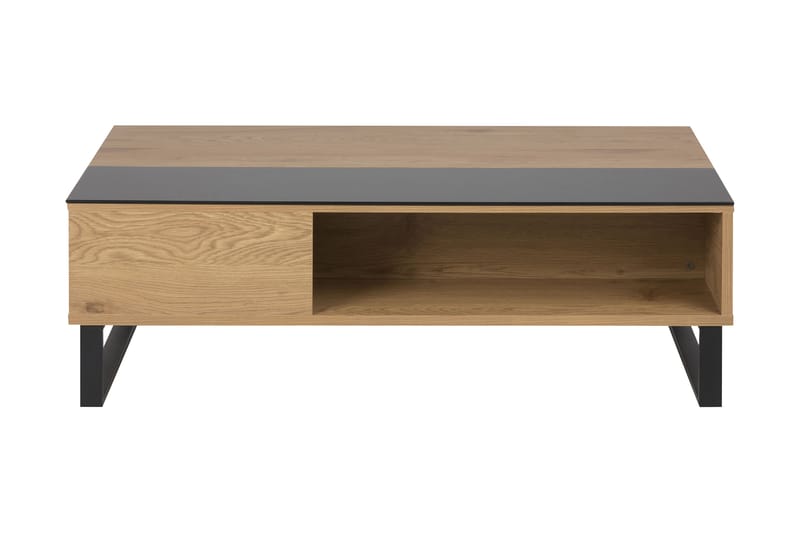 Soffbord Azalea Förlängingsbart 110 cm med Förvaring Hylla - Ekfärg/Svart - Soffbord