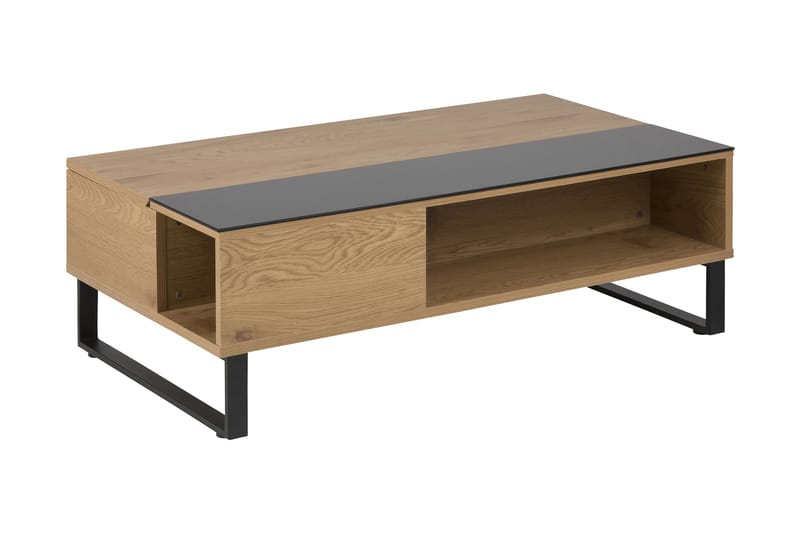 Soffbord Azalea Förlängingsbart 110 cm med Förvaring Hylla - Ekfärg/Svart - Soffbord