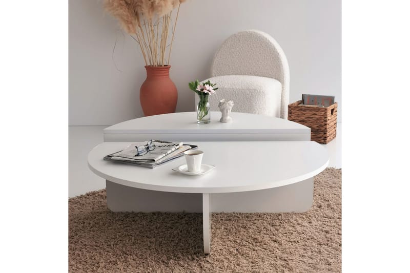 Soffbord Barney 90x30x90 cm Oval - Vit - Möbler - Bord & matgrupp - Soffbord