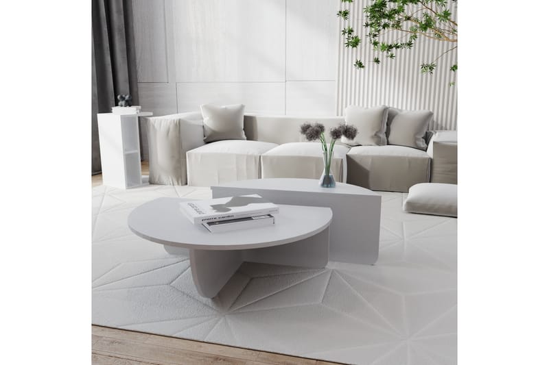 Soffbord Barney 90x30x90 cm Oval - Vit - Möbler - Bord & matgrupp - Soffbord