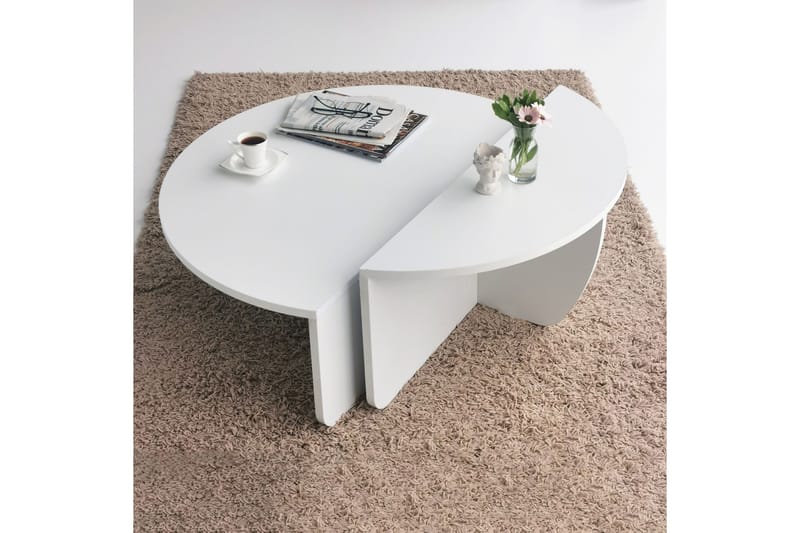 Soffbord Barney 90x30x90 cm Oval - Vit - Möbler - Bord & matgrupp - Soffbord