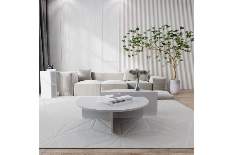 Soffbord Barney 90x30x90 cm Oval - Vit - Möbler - Bord & matgrupp - Soffbord