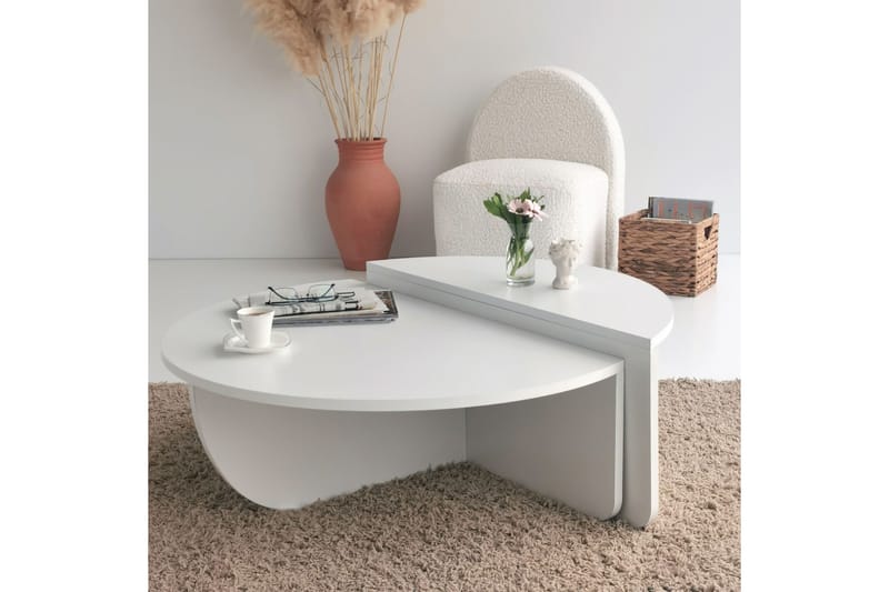 Soffbord Barney 90x30x90 cm Oval - Vit - Möbler - Bord & matgrupp - Soffbord