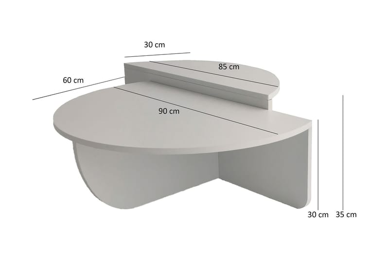 Soffbord Barney 90x30x90 cm Oval - Vit - Möbler - Bord & matgrupp - Soffbord