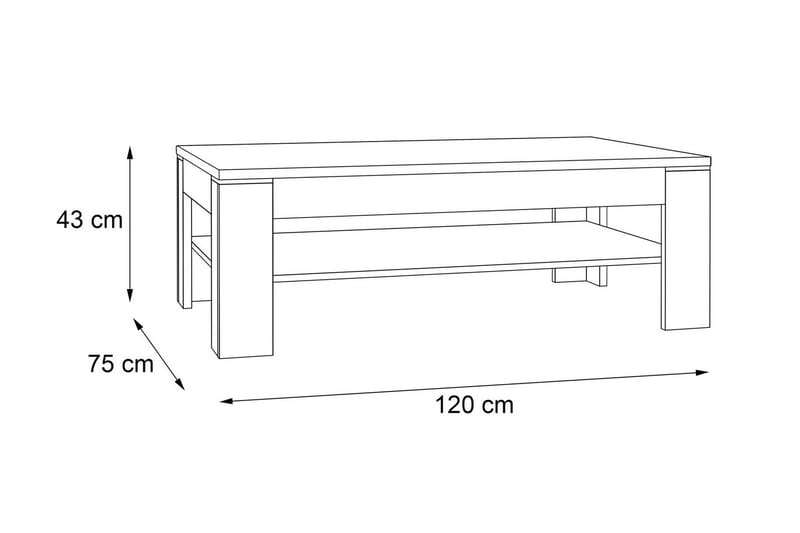 Soffbord Belaugh 120 cm med Förvaring Hylla - Brun/Grå - Soffbord
