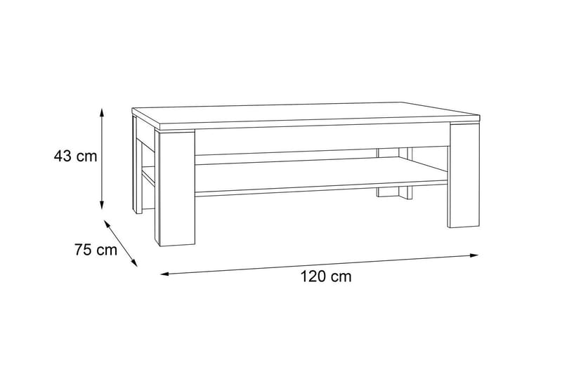 Soffbord Belaugh 120 cm med Förvaring Hylla - Brun/Natur - Soffbord
