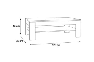 Soffbord Belaugh 120 cm med Förvaring Hylla - Vit - Möbler - Bord & matgrupp - Soffbord