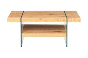Soffbord Benina 110 cm med Förvaring Hylla - Glas/Natur/Brun - Möbler - Bord & matgrupp - Soffbord