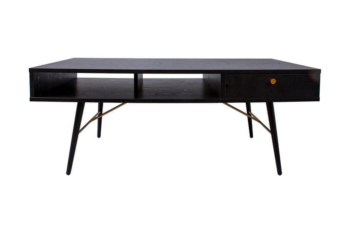 Soffbord Berdorf 115 cm med Förvaring Låda + Hylla - Svart/Koppar - Soffbord
