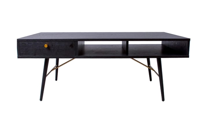 Soffbord Berdorf 115 cm med Förvaring Låda + Hylla - Svart/Koppar - Soffbord