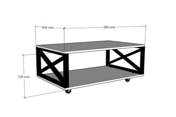 Soffbord Berkane 98 cm med Förvaring Hylla på Hjul - Natur/Svart - Möbler - Bord & matgrupp - Soffbord