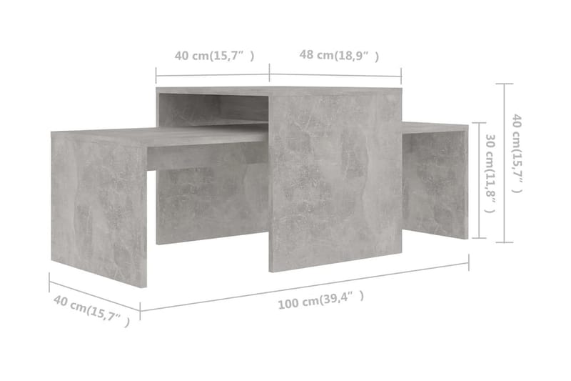 Soffbord betonggrå 100x48x40 cm spånskiva - Grå - Soffbord - Satsbord
