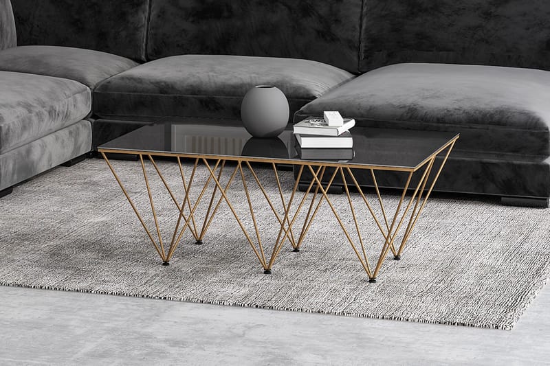 Soffbord Bijou 120 cm - Rökfärgat glas/Mässing - Möbler - Bord & matgrupp - Soffbord