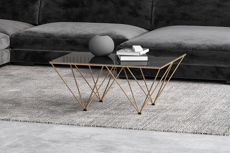 Soffbord Bijou 80 cm - Rökfärgat glas/Mässing - Möbler - Bord & matgrupp - Soffbord