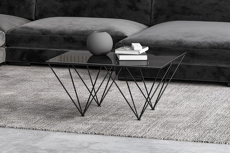 Soffbord Bijou 80 cm - Rökfärgat glas/Svart - Möbler - Bord & matgrupp - Soffbord