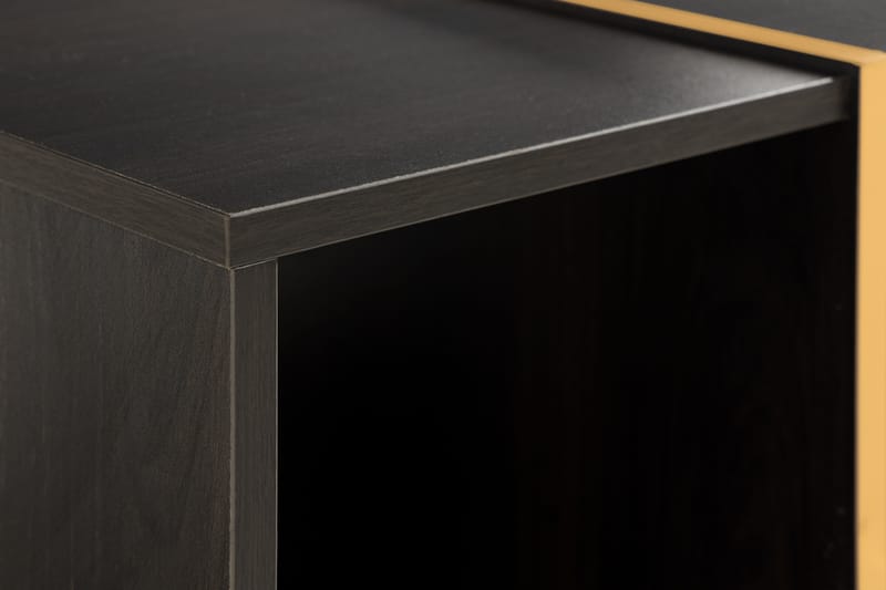 Soffbord Brassington 104 cm med Förvaring Lådor + Hyllor - Svart/Guld - Marmorbord - Soffbord