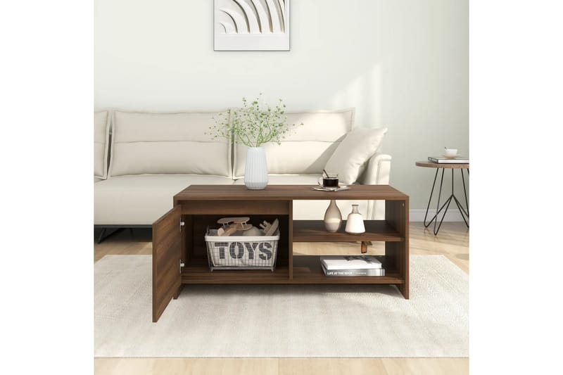 Soffbord brun ek 102x50x45 cm konstruerat trä - Brun - Soffbord