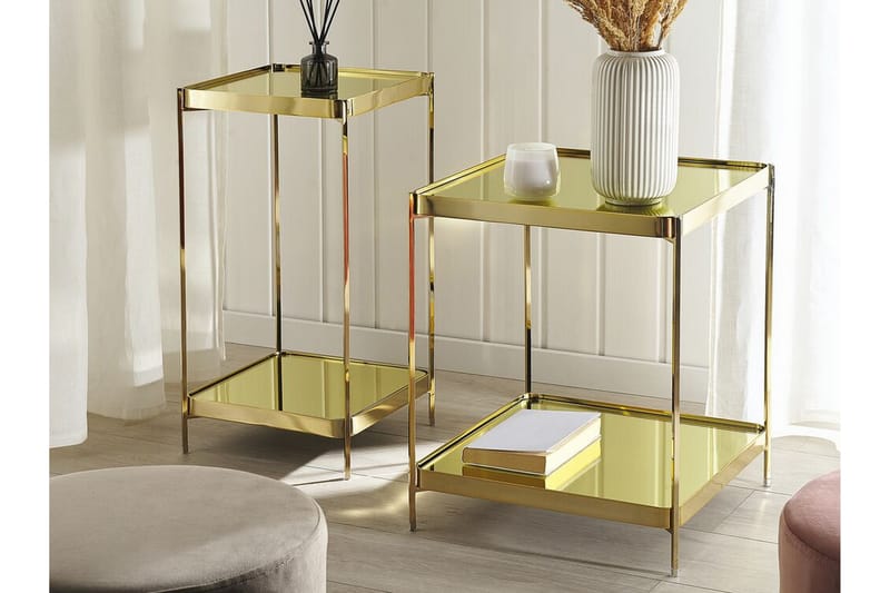 Soffbord Brysyn 41 cm - Glas/Guld - Soffbord