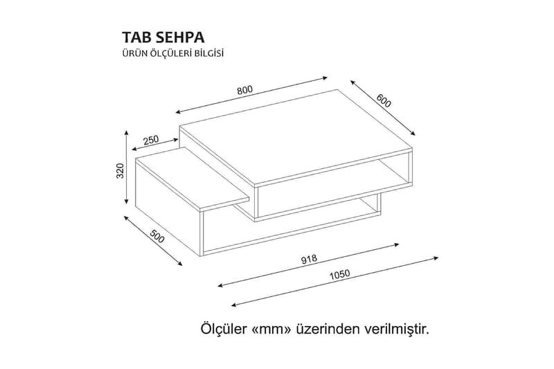 Soffbord Cathi 105 cm med Förvaring Hyllor - Vit/Valnötsbrun - Möbler - Bord & matgrupp - Soffbord
