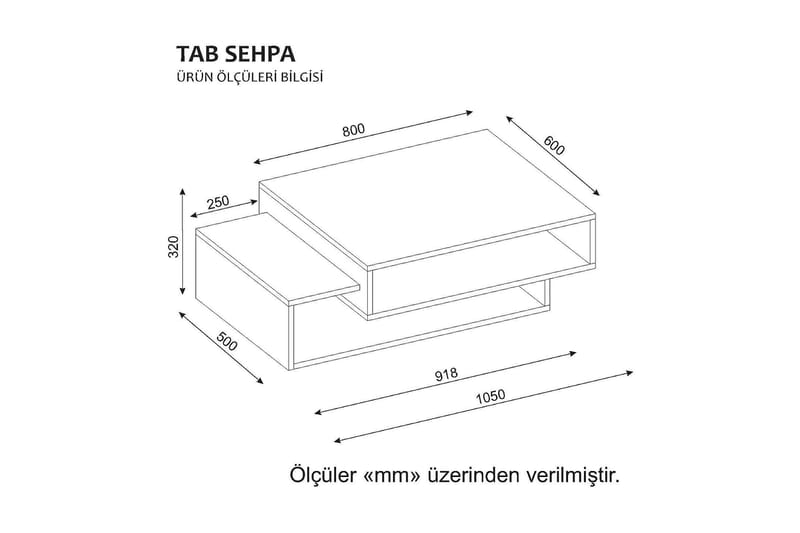 Soffbord Cathi 105 cm med Förvaring Hyllor - Vit/Valnötsbrun - Soffbord