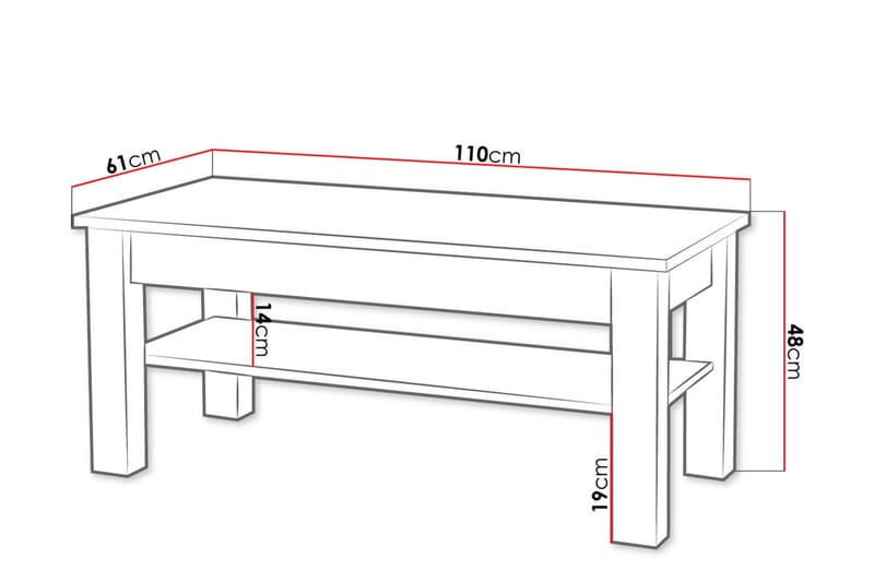 Soffbord Cezac 110 cm med Förvaring Hylla - Beige/Grå - Möbler - Bord & matgrupp - Soffbord