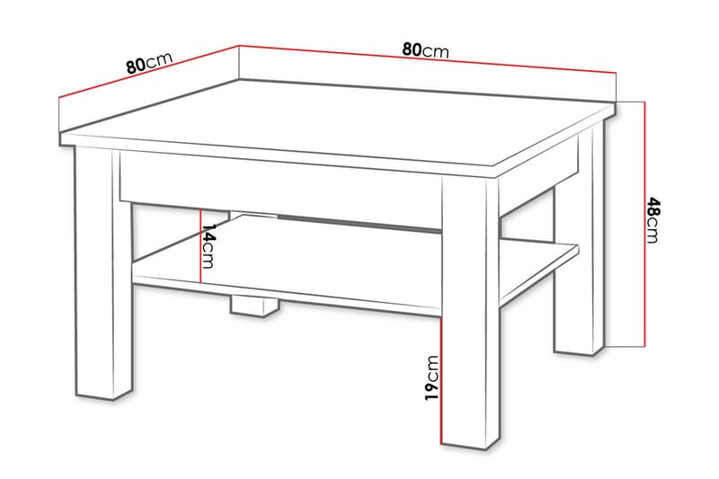 Soffbord Cezac 80 cm med Förvaring Hylla - Beige/Grå - Möbler - Bord & matgrupp - Soffbord