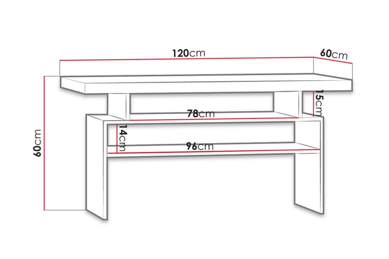 Soffbord Chatard 120 cm med Förvaring Hyllor - Ljus Ask - Möbler - Bord & matgrupp - Soffbord
