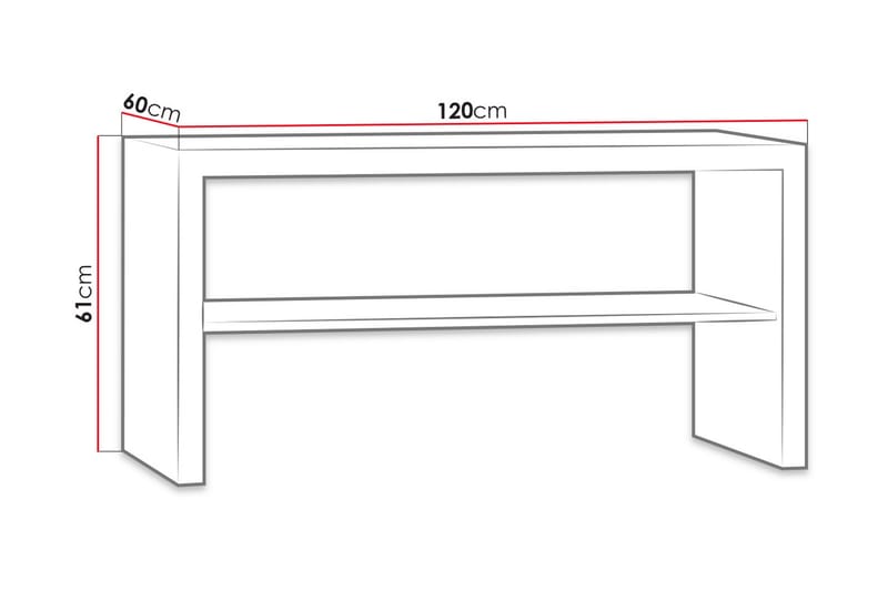 Soffbord Ciborro 120 cm med Förvaring Hyllor - Ekfärg/Brun - Soffbord