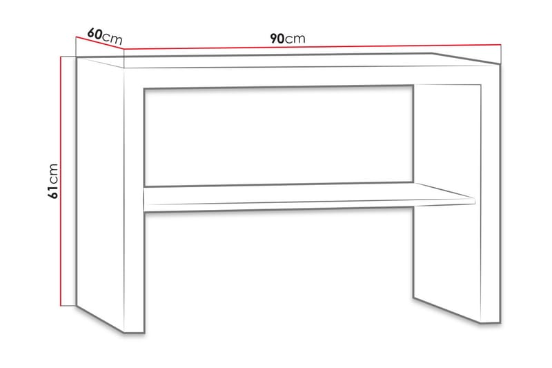Soffbord Ciborro 90 cm med Förvaring Hyllor - Beige/Grå - Soffbord