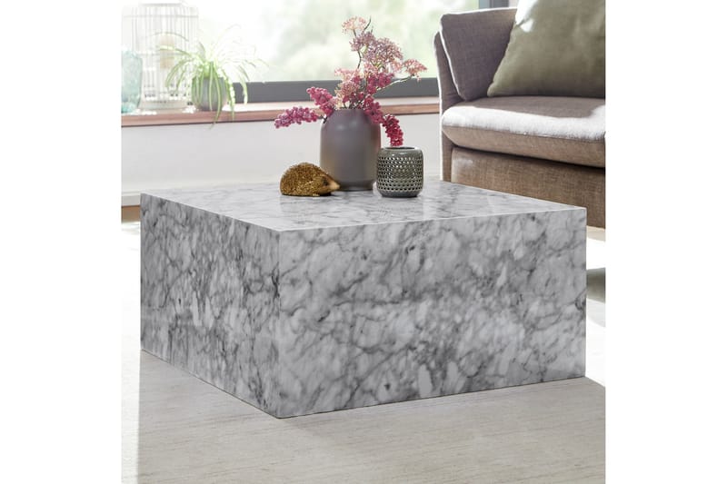 Soffbord Clanton 60 cm Marmormönster - Vit/Grå - Möbler - Bord & matgrupp - Soffbord
