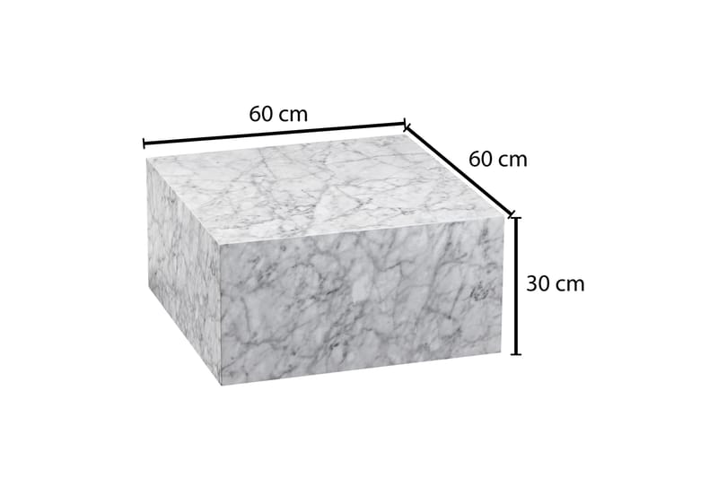 Soffbord Clanton 60 cm Marmormönster - Vit/Grå - Möbler - Bord & matgrupp - Soffbord