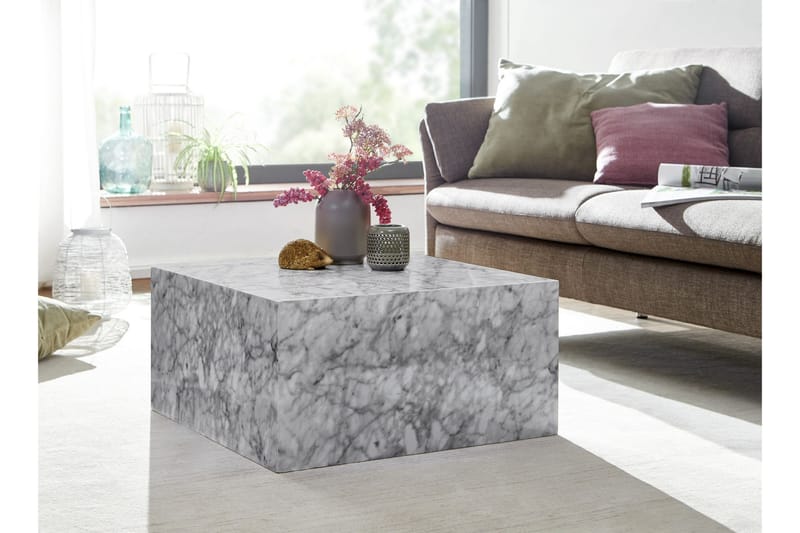 Soffbord Clanton 60 cm Marmormönster - Vit/Grå - Möbler - Bord & matgrupp - Soffbord