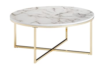 Soffbord Clanton 80 cm Runt - Vit/Grå/Guld - Möbler - Bord & matgrupp - Soffbord