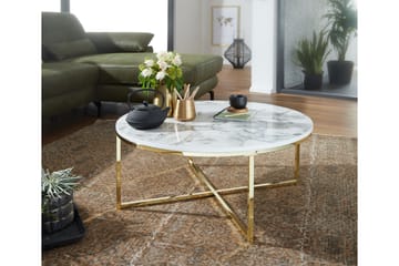 Soffbord Clanton 80 cm Runt - Vit/Grå/Guld - Möbler - Bord & matgrupp - Soffbord